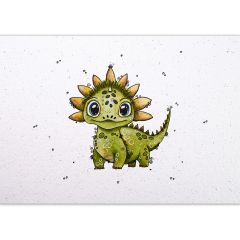 Handmade Paper Postkarte Nadeng Dino olive