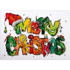 Handmade Paper Postkarte nadeng.ch Schriftzug Merry Christmas