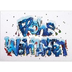 Handmade Paper Postkarte nadeng.ch Schriftzug Frohe Weihnachten