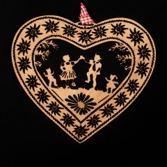 Holz-Scherenschnitt Aufhänger mit Karte Herz Paar mit Kindern