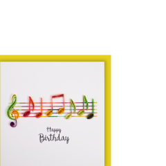 Quilling-Karte klein Notenlinien Happy Birthday 