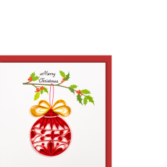 Carte Quilling petite Boule de Noël rouge Merry Christmas 