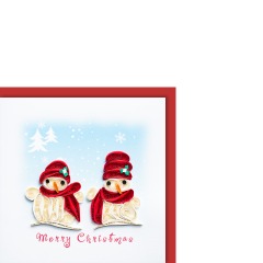 Carte Quilling petite Bonhomme de neige avec le foulard Merry Christmas
