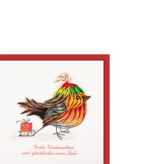 Carte Quilling petite Rougegorge Merry Christmas and  happy new Year