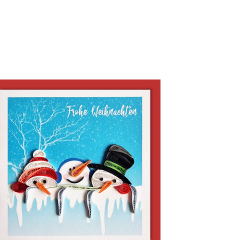 Carte Quilling petite Bonhomme de neige Frohe Weihnachten