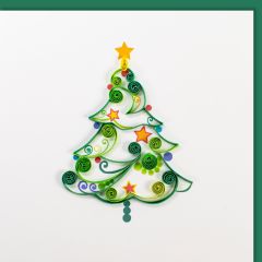 Quilling-Karte klein Baum mit Sternen klein