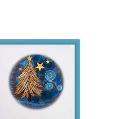 Quilling-Karte klein goldener Weihnachtsbaum