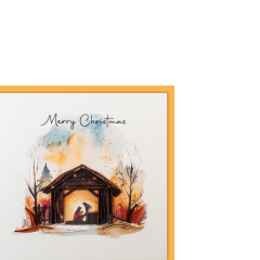 Quilling-Karte klein Krippe Merry Christmas