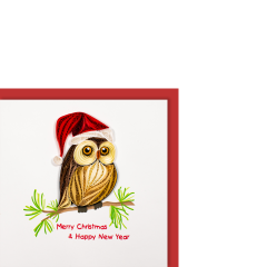Carte Quilling petite Chouette de Noël Merry Christmas