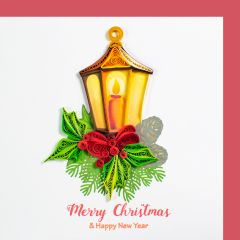 Quilling-Karte klein Laterne Merry Christmas