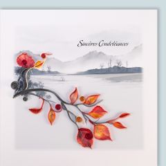 Quilling-Karte Ast mit Bl&auml;tter- Sinc&egrave;res Condol&eacute;ances