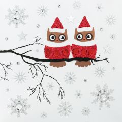 **Handpainted Jaab-Karte Festive Owls