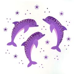 **Handpainted Jaab-Karte Purple Dolphins
