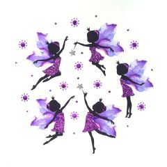 **Handpainted Jaab-Karte Purple Fairies