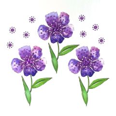 **Handpainted Jaab-Karte Purple Flowers