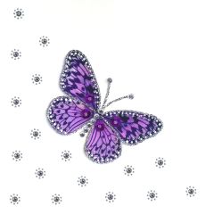 **Handpainted Jaab-Karte Purple Butterfly