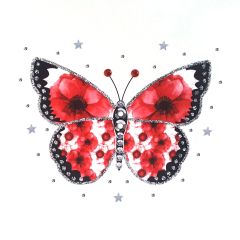 **Handpainted Jaab-Karte Scarlet Butterfly