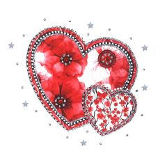 **Handpainted Jaab-Karte Scarlet Hearts
