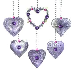 **Handpainted Jaab-Karte Purple Hearts 