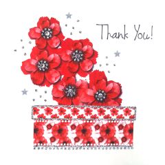 **Handpainted Jaab-Dankeskarte Scarlet Flowers Thank You