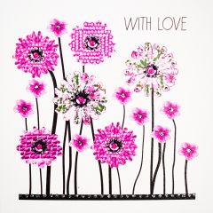 **Handpainted Jaab-Karte Raffia Blumen pink with Love