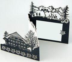 Scherenschnitt-Karte Emmental 3-teilig schwarz weiss