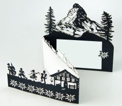 Scherenschnitt-Karte Matterhorn 3-teilig schwarz weiss