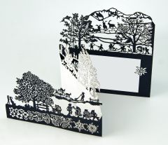 Scherenschnitt-Karte 4-Jahreszeiten 3-teilig schwarz weiss