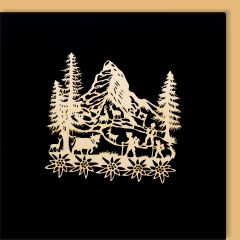 Scherenschnittkarte Holz Matterhorn
