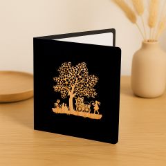 Carte découpée en bois Poussette