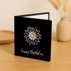 Carte découpée en bois Edelweiss Happy Birthday
