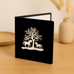 Carte découpée en bois Chevaux