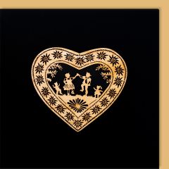 Scherenschnittkarte Holz Herz Paar mit Kinder