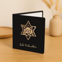 Scherenschnittkarte Holz Sternenkrippe Frohe Weihnachten
