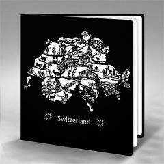 Scherenschnitt-Karte Landkarte Schweiz Switzerland schwarz weiss
