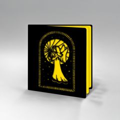 Papier découpé petite Ange noir et jaune