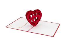 Carte 3D Pop-up Nouveau coeur rouge