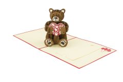 3D Pop-up-Karte Teddybär rot