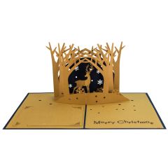 Carte 3D Pop-up Cerf dans le forêt bleu