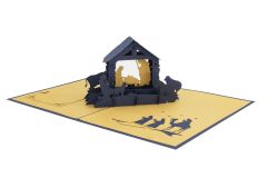 3D Pop-up-Karte Krippe Geburt Jesu blau gold