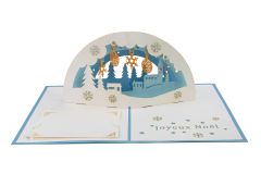 3D Pop-up-Karte Winterlandschaft blau Joyeuses Noel