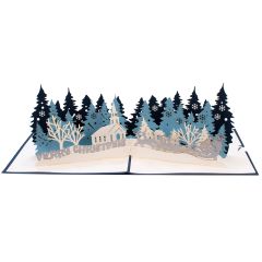 3D Pop-up-Karte Karte Santa im Wald Merry Christmas blau