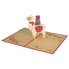 Carte 3D Pop-up Carte lama avec cadeaux rouge Merry Christmas