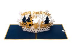 3D Pop-up-Karte goldene Hirsche Merry Christmas gold