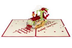 3D Pop-up-Karte Santa im Zug rot Merry Christmas