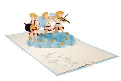 3D Pop-up-Karte Engel Orchester blau