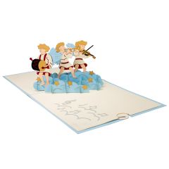 Carte 3D Pop-up ange orchestre bleu
