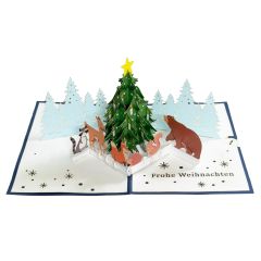 3D Pop-up-Karte Tiere im Wald Frohe Weihnachten