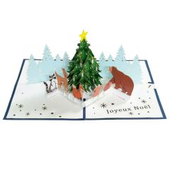 3D Pop-up-Karte Tiere im Wald Joyeux Noël