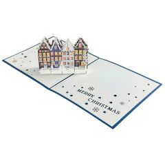 3D Pop-up-Karte Weihnachtshäuser Merry Christmas